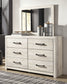 Cambeck  Panel Bed With 4 Storage Drawers With Mirrored Dresser And Chest