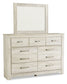 Bellaby  Crossbuck Panel Bed With Mirrored Dresser, Chest And 2 Nightstands