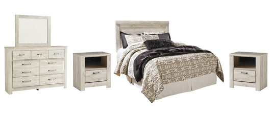 Bellaby  Panel Headboard With Mirrored Dresser And 2 Nightstands