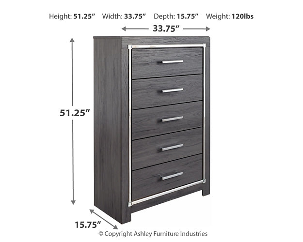 Lodanna  Panel Bed With 2 Storage Drawers With Mirrored Dresser And Chest