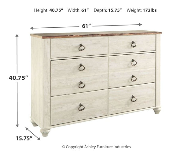 Willowton / Panel Headboard With Dresser