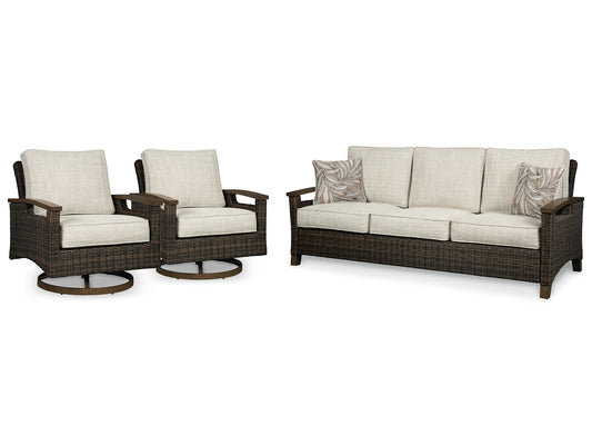 Paradise Trail Outdoor Sofa with 2 Lounge Chairs