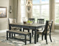 Tyler Creek Dining Table and 4 Chairs and Bench