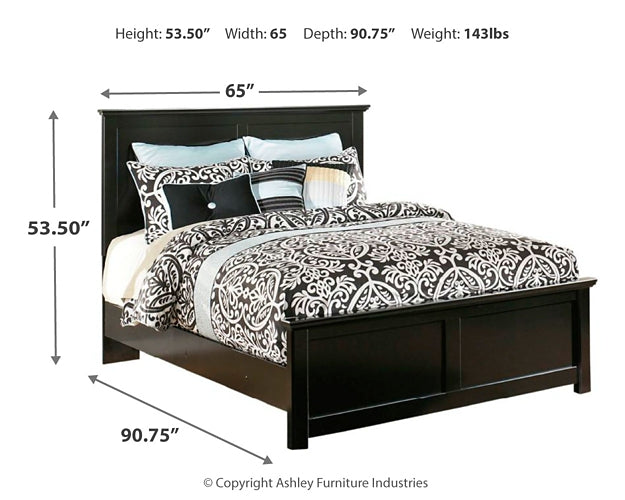 Maribel Queen Panel Bed with Mirrored Dresser and Chest