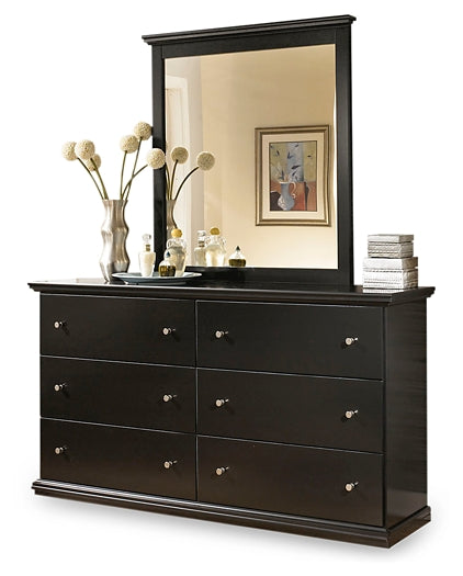 Maribel  Panel Bed With Mirrored Dresser