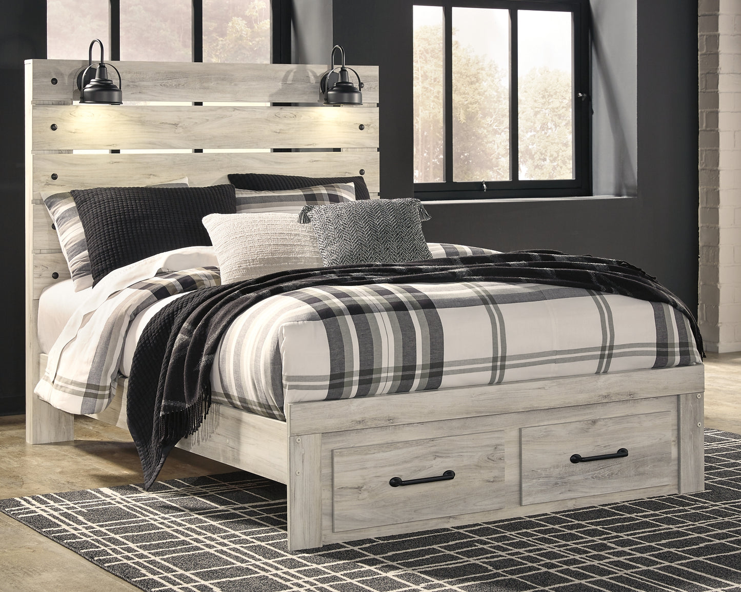 Cambeck  Panel Bed With 2 Storage Drawers With Dresser