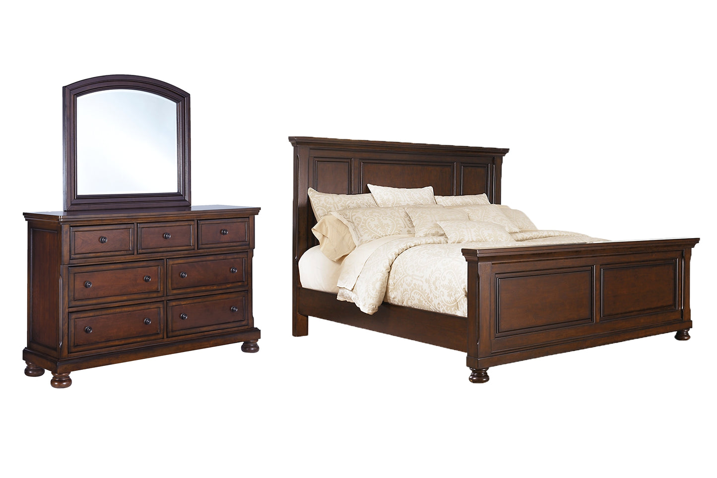 Porter California King Panel Bed with Mirrored Dresser