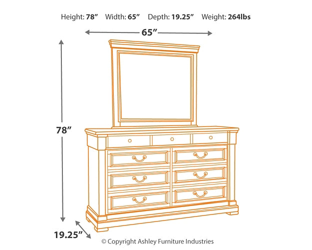 Bolanburg Queen Panel Bed with Mirrored Dresser, Chest and Nightstand