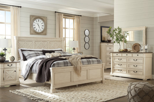 Bolanburg King Panel Bed with Mirrored Dresser, Chest and 2 Nightstands