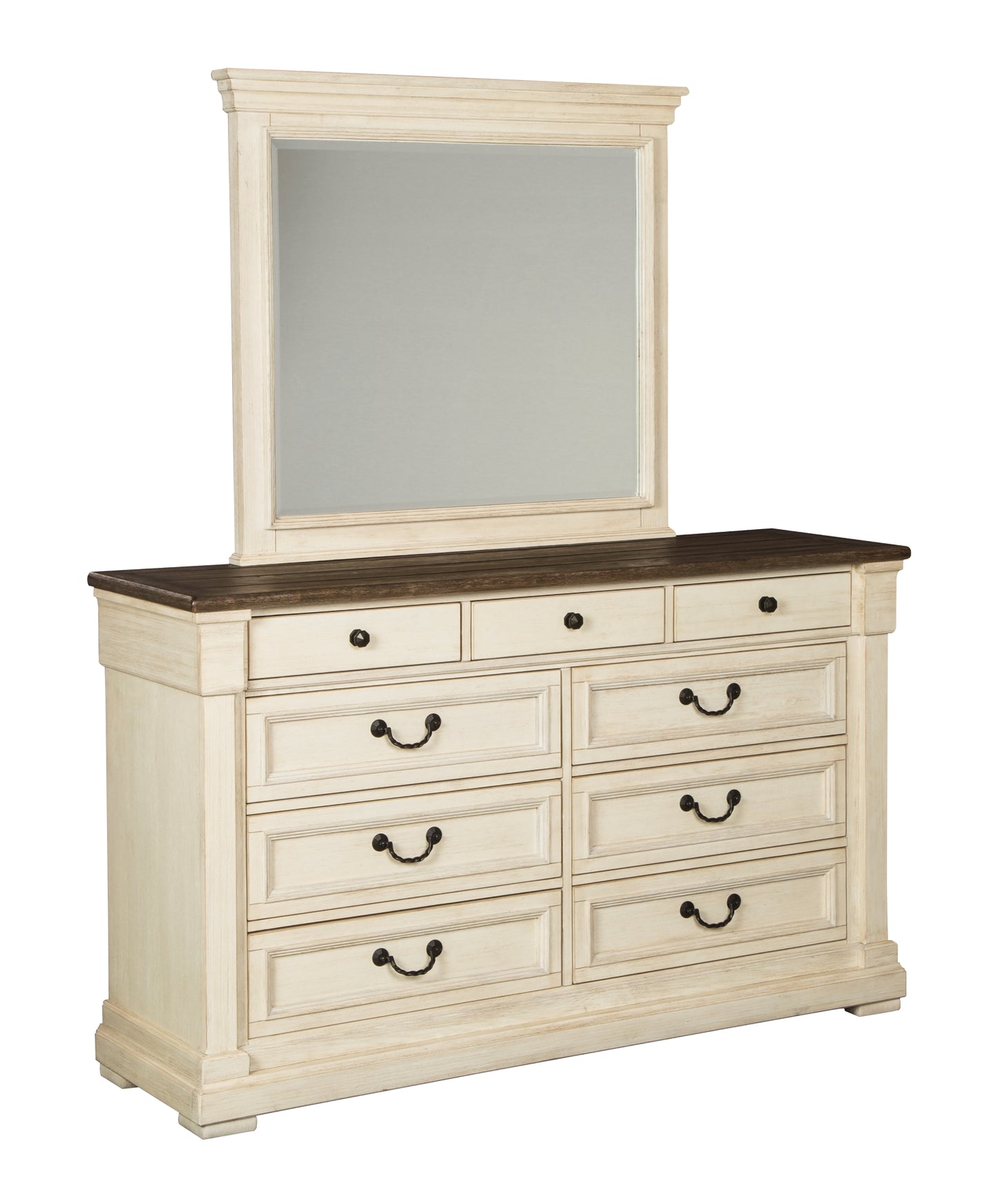 Bolanburg King Panel Bed with Mirrored Dresser and 2 Nightstands