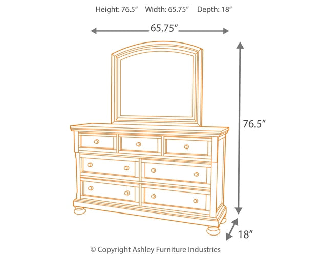 Porter  Sleigh Bed With Mirrored Dresser