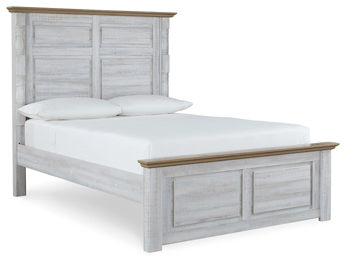 Haven Bay Queen Panel Bed with Mirrored Dresser and 2 Nightstands