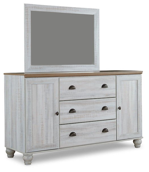 Haven Bay Queen Panel Bed with Mirrored Dresser, Chest and Nightstand