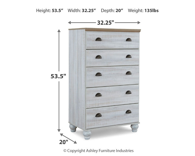 Haven Bay Queen Panel Bed with Mirrored Dresser and Chest