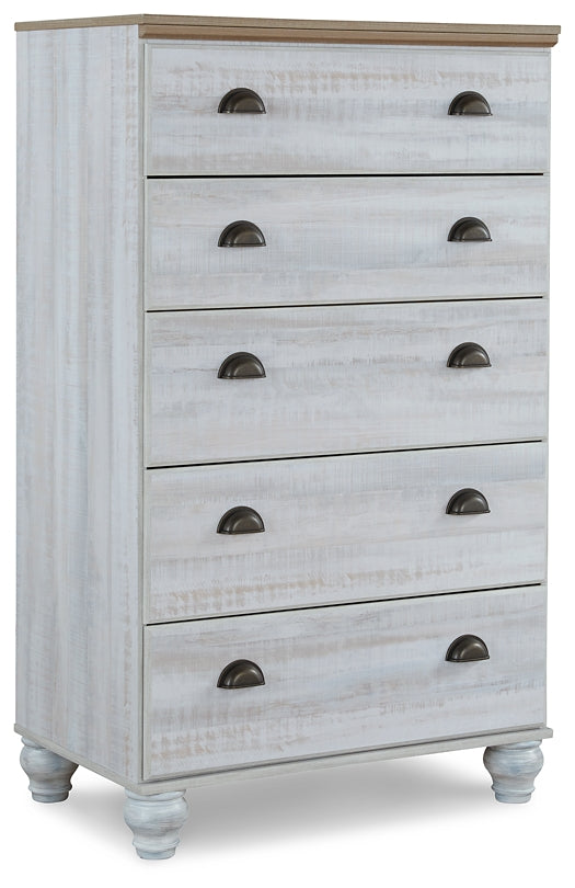 Haven Bay Queen Panel Storage Bed with Mirrored Dresser, Chest and Nightstand