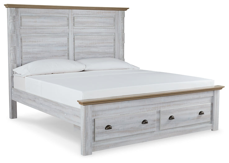 Haven Bay King Panel Storage Bed with Mirrored Dresser