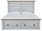 Haven Bay King Panel Storage Bed with Mirrored Dresser and 2 Nightstands