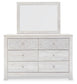 Paxberry King Panel Bed with Mirrored Dresser and 2 Nightstands