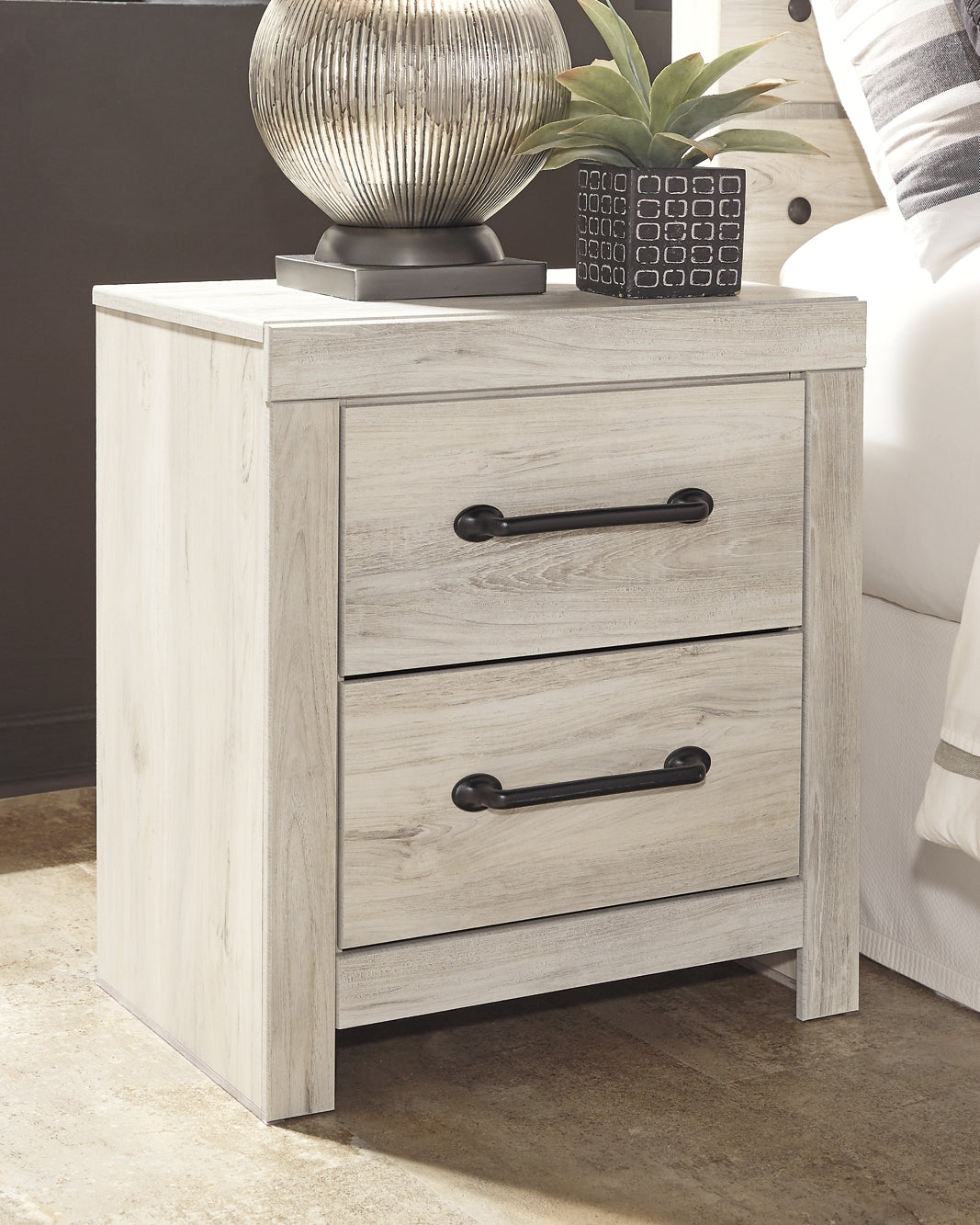 Cambeck King/California King Upholstered Panel Headboard with Mirrored Dresser, Chest and Nightstand