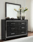 Kaydell Queen Upholstered Panel Bed with Mirrored Dresser, Chest and Nightstand