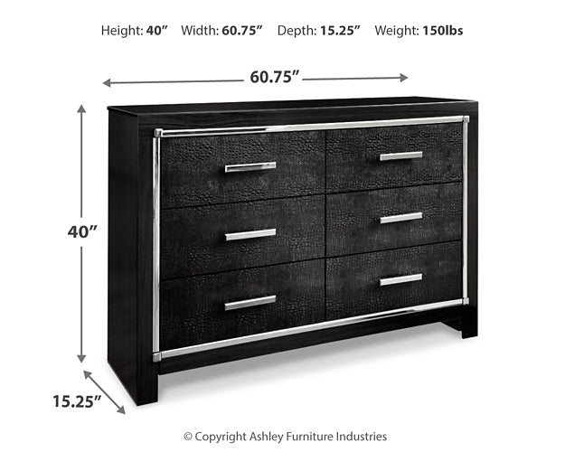 Kaydell King Upholstered Panel Platform Bed with Dresser