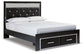 Kaydell Queen Upholstered Panel Storage Platform Bed with Mirrored Dresser, Chest and 2 Nightstands