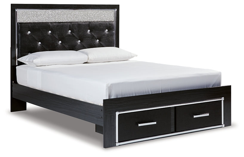 Kaydell Queen Upholstered Panel Storage Platform Bed with Dresser