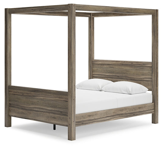 Shallifer Queen Canopy Bed with Dresser, Chest and Nightstand