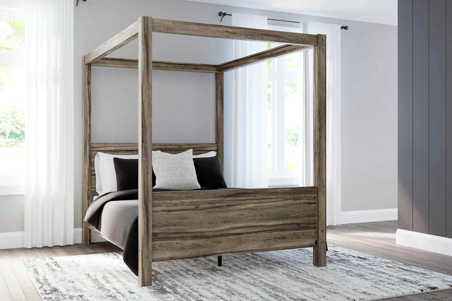 Shallifer Queen Canopy Bed with Dresser