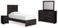 Belachime Twin Panel Bed with Mirrored Dresser and Nightstand