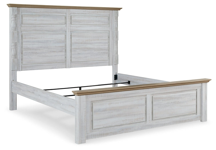 Haven Bay King Panel Bed with Mirrored Dresser