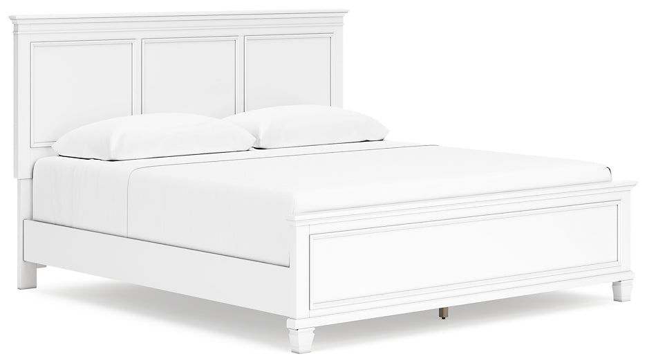 Fortman King Panel Bed with Mirrored Dresser