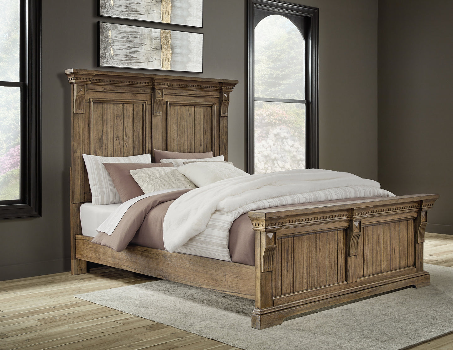 Markenburg Queen Panel Bed with Mirrored Dresser