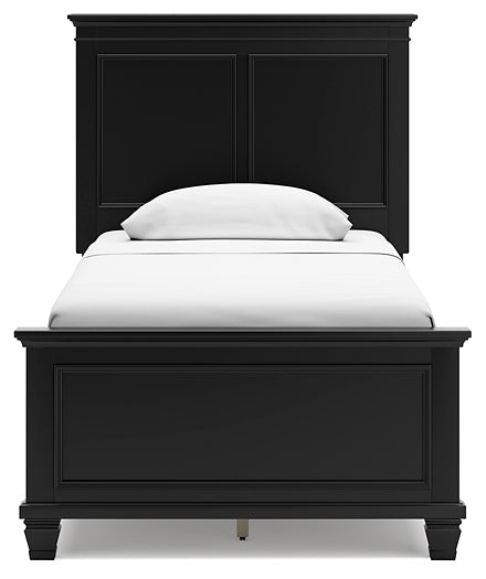 Lanolee Twin Panel Bed with Mirrored Dresser and 2 Nightstands