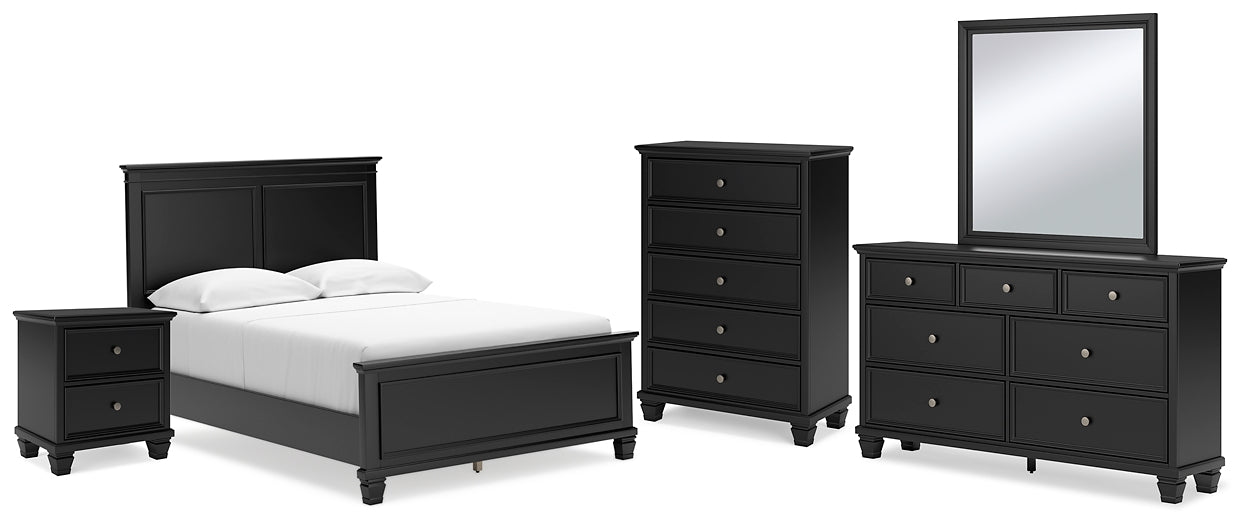 Lanolee Full Panel Bed with Mirrored Dresser, Chest and Nightstand