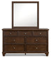 Danabrin Full Panel Bed with Mirrored Dresser, Chest and Nightstand