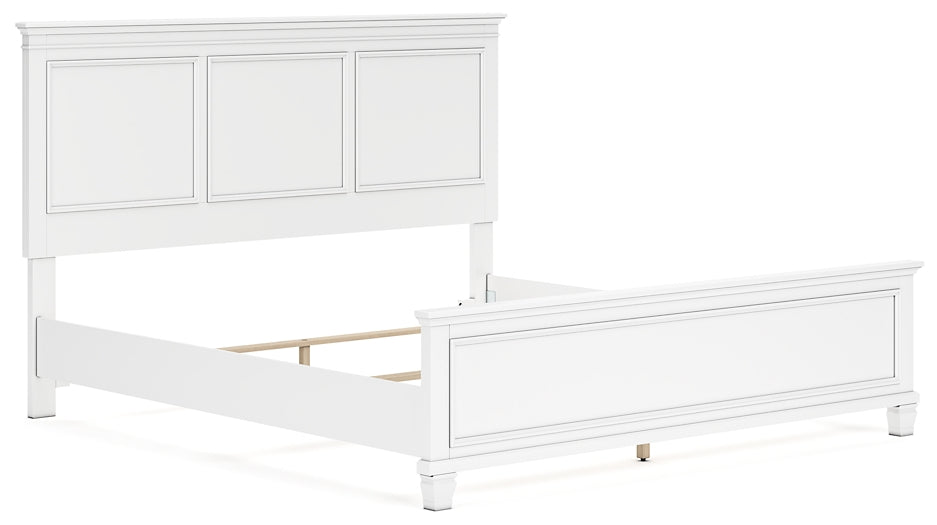 Fortman King Panel Bed with Mirrored Dresser and Chest