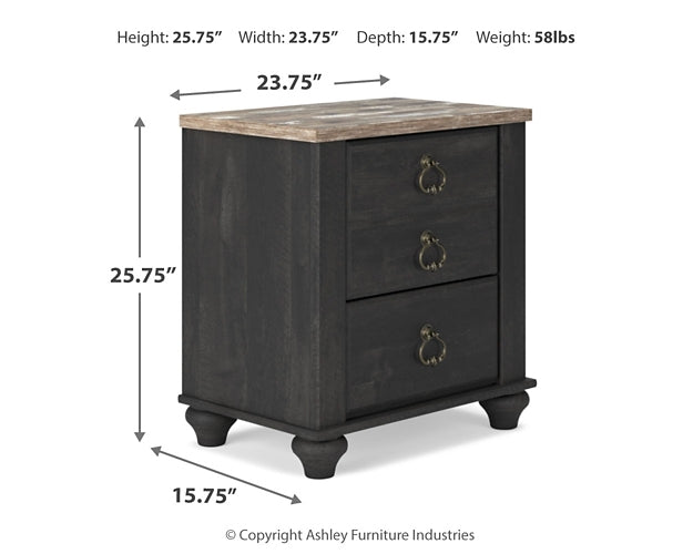 Nanforth King Panel Bed with Mirrored Dresser, Chest and 2 Nightstands