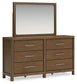 Cabalynn Queen Upholstered Bed with Mirrored Dresser, Chest and Nightstand