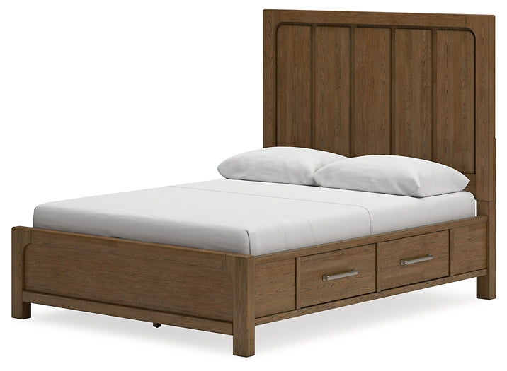 Cabalynn Queen Panel Bed with Storage with Mirrored Dresser, Chest and Nightstand