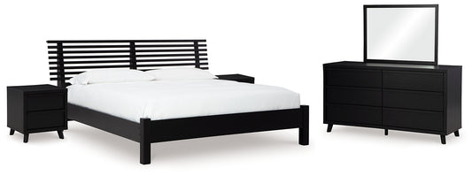 Danziar Queen Panel Bed with Mirrored Dresser and 2 Nightstands