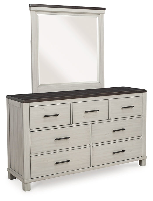 Darborn Queen Panel Bed with Mirrored Dresser, Chest and Nightstand