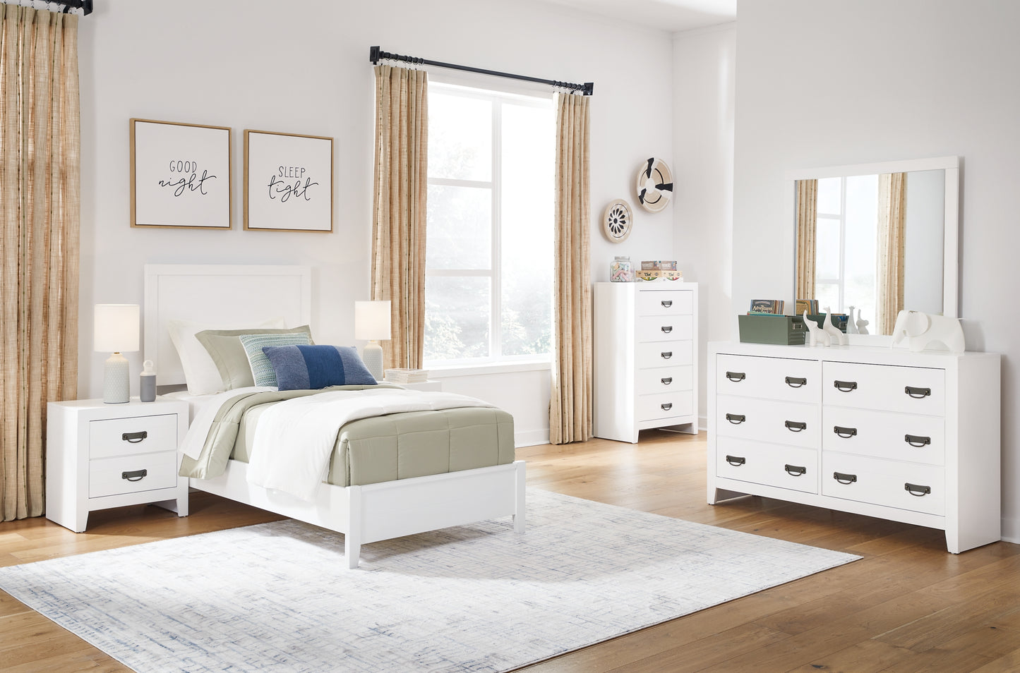 Binterglen Twin Panel Bed with Dresser and Nightstand