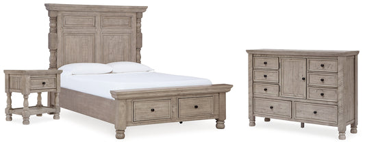 Harrastone Queen Panel Bed with Dresser and Nightstand