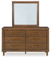 Lyncott Queen Upholstered Bed with Mirrored Dresser and Nightstand