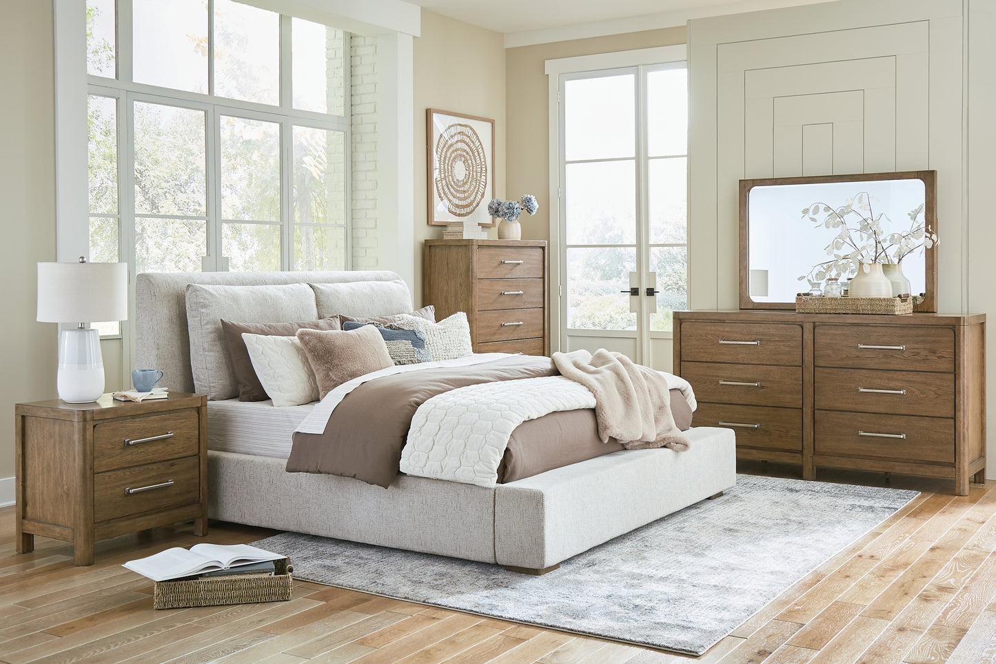 Cabalynn Queen Upholstered Bed with Dresser and Nightstand