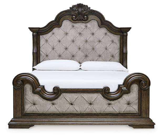 Maylee King Upholstered Bed with Dresser and Nightstand