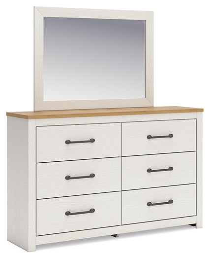 Linnocreek Queen Panel Headboard with Mirrored Dresser, Chest and Nightstand