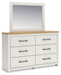 Linnocreek Queen Panel Headboard with Mirrored Dresser and Nightstand