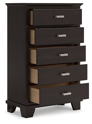 Covetown Full Panel Bed with Mirrored Dresser and Chest